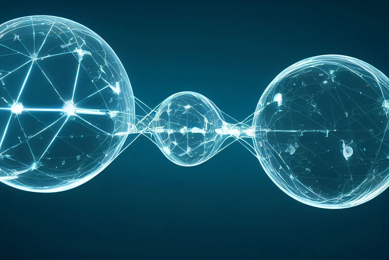 Glowing connected spheres